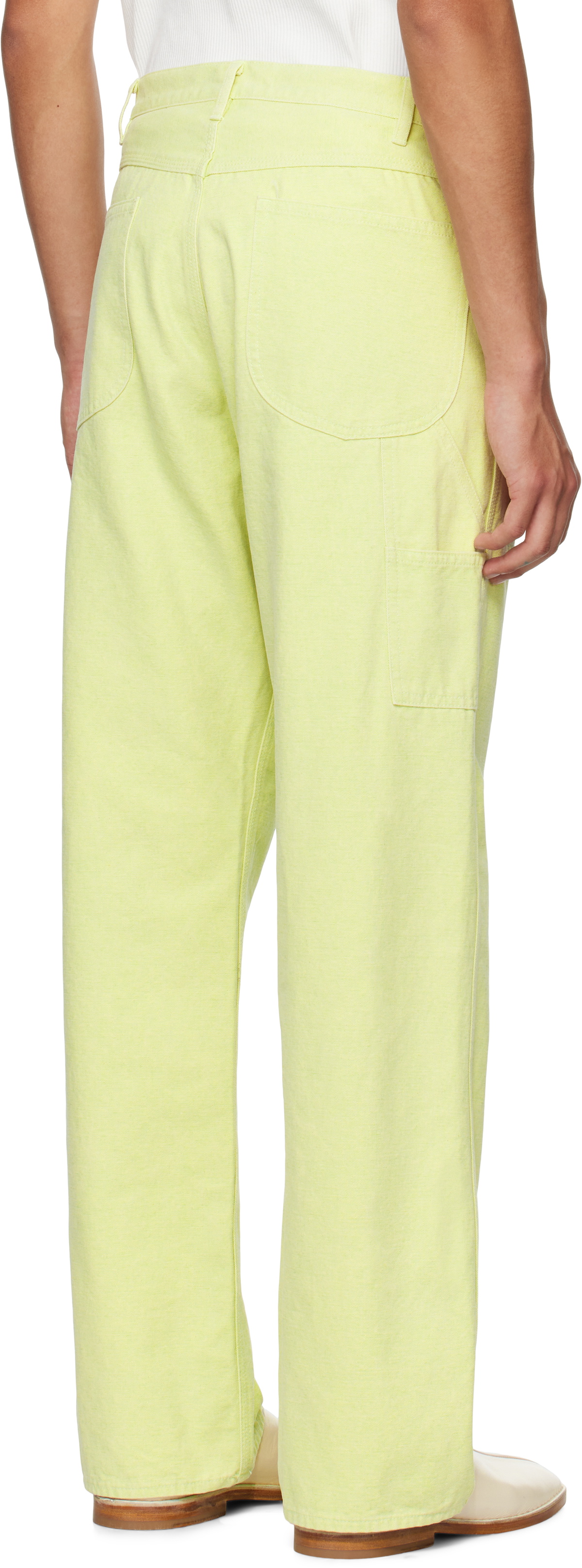 AURALEE Green Washed Canvas Trousers Auralee