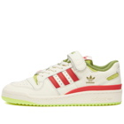 Adidas Forum Low 'The Grinch' Sneakers in White/Red/Solar Slime