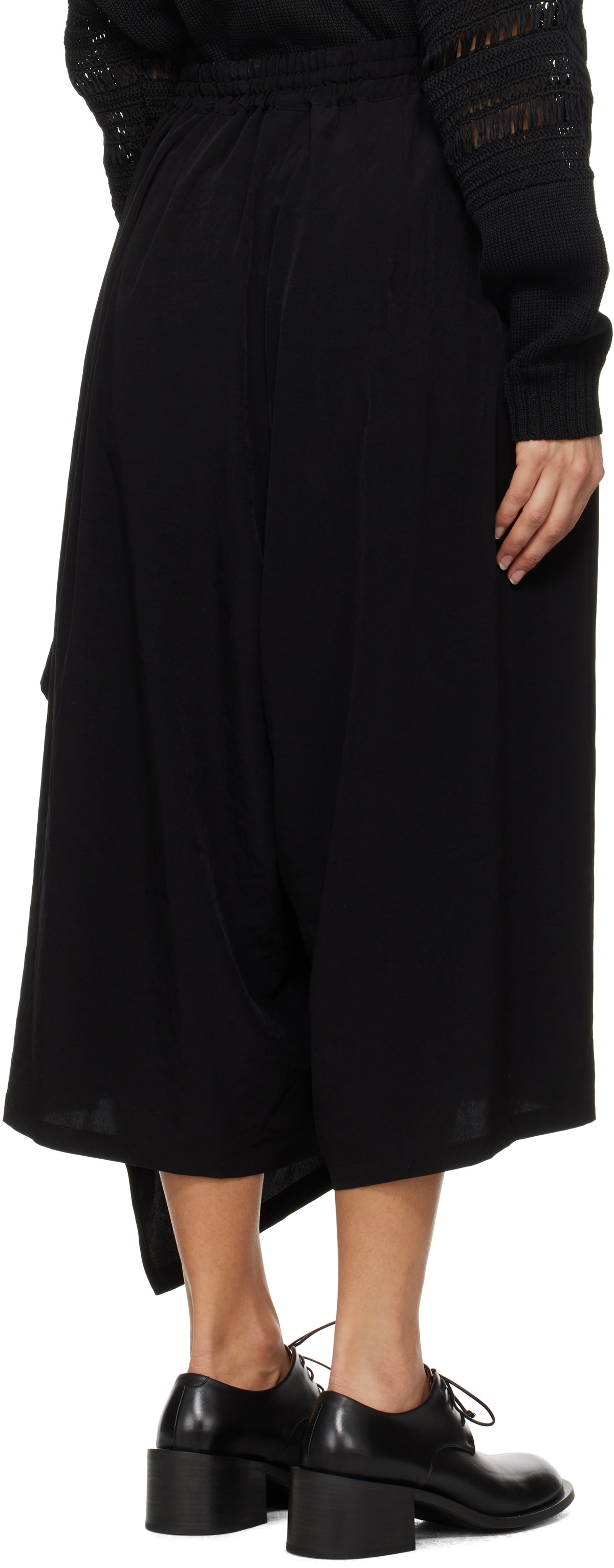 Y's Black Side Elastic Maxi Skirt