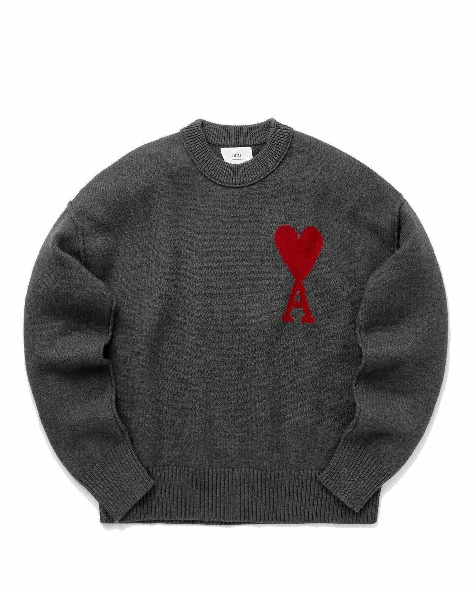 Photo: Ami Paris Red Ami De Coeur Sweater Grey - Mens - Pullovers