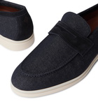 Loro Piana - Summer City Walk Suede-Trimmed Wool-Blend Denim Loafers - Blue