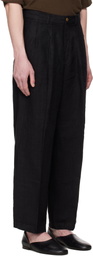 HARAGO Black Wide Leg Pleated Trousers