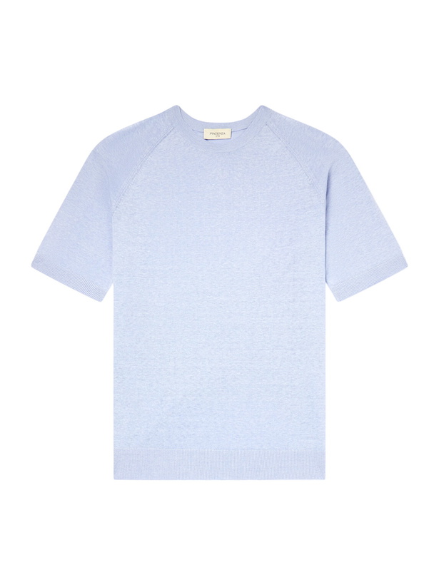 Photo: PIACENZA 1733 - Silk and Linen-Blend T-Shirt - Blue