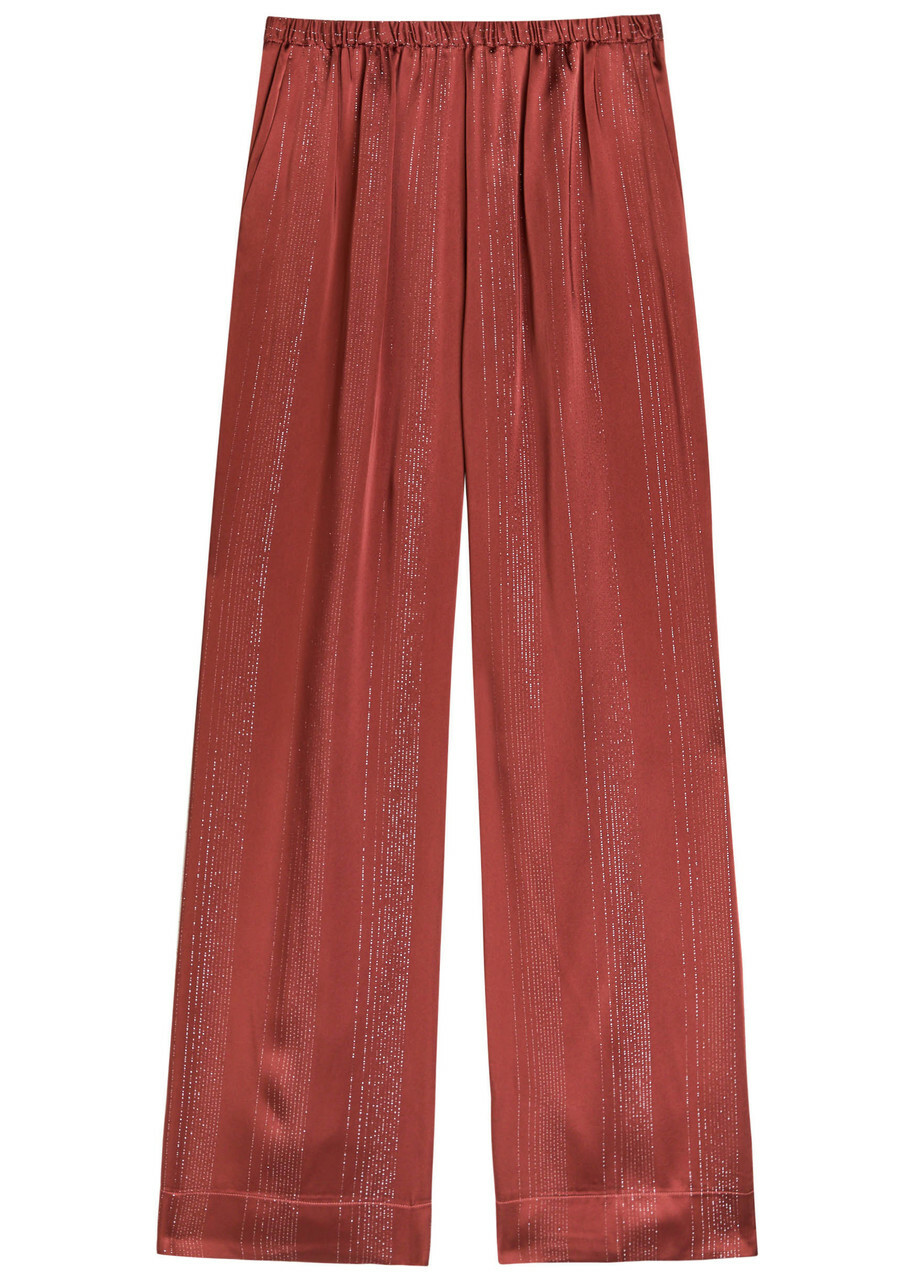 Forte_forte Metallic Satin Trousers Burgundy