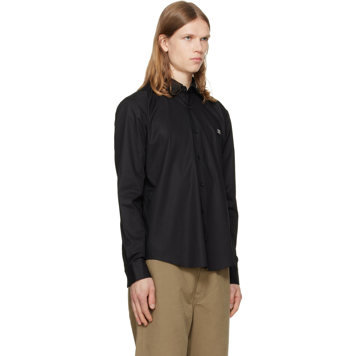 Hugo Black Stretch-Cotton Canvas Slim-Fit Shirt