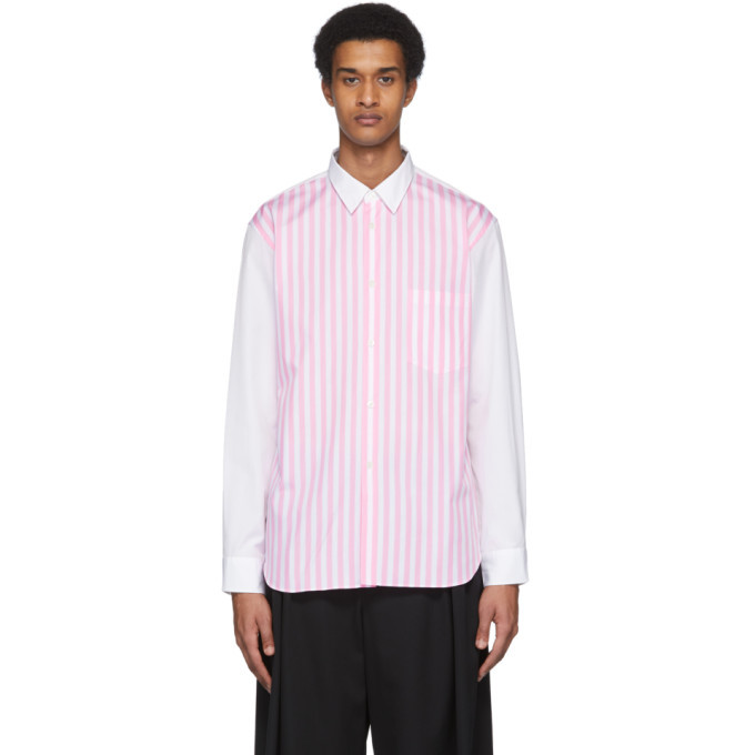 Photo: Comme des Garcons Homme Plus White and Pink Striped Shirt