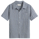 DUNST Women's Holiday Checked Shirt in Navy Check