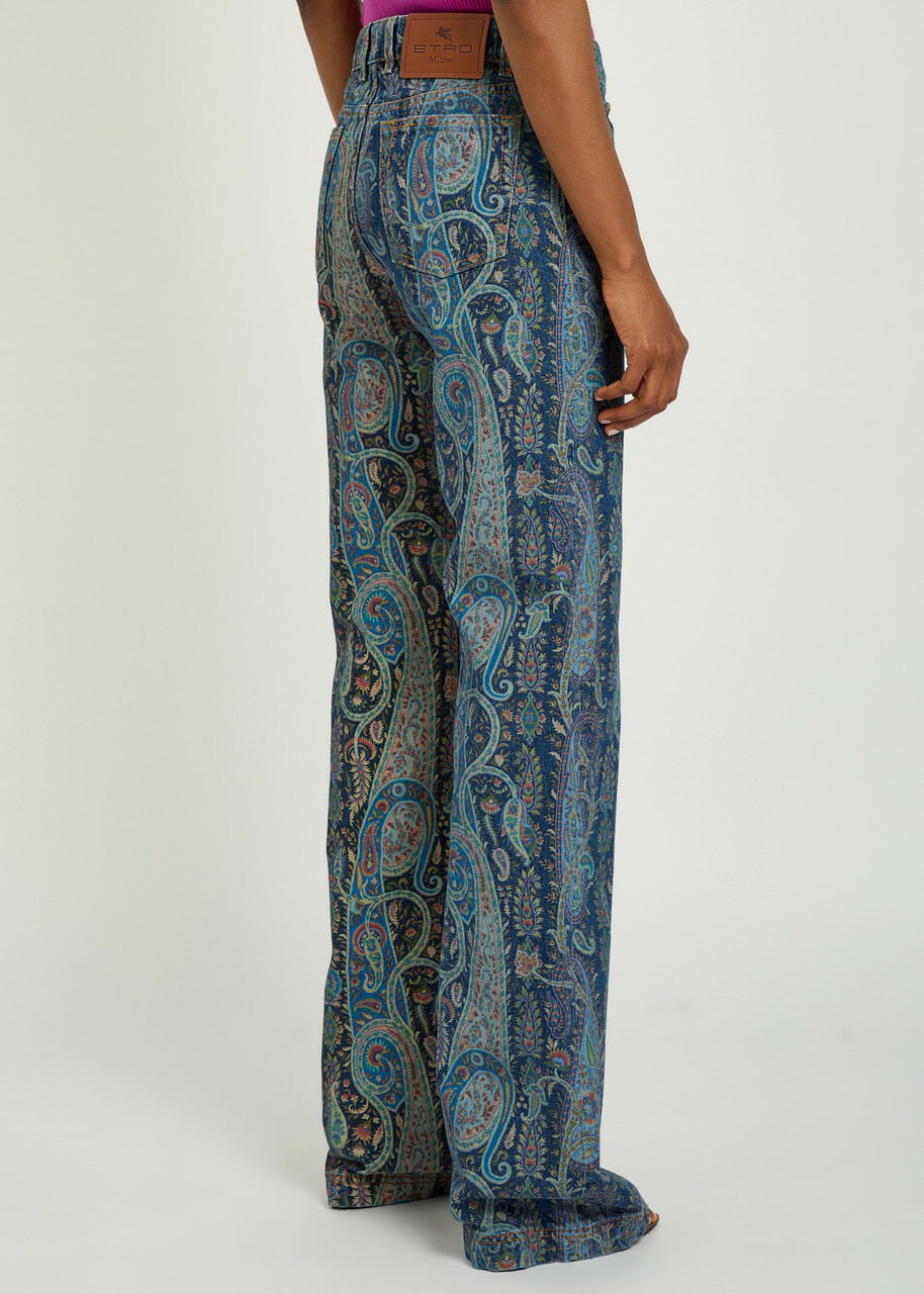 Etro Paisley-print Bootcut Jeans Blue