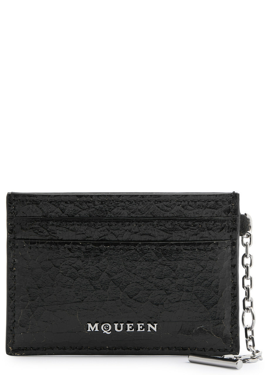 Alexander Mcqueen Logo Cracked-effect Leather Card Holder - Black - One Size