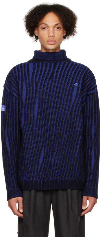 Photo: ADER error Blue & Black Frank Turtleneck