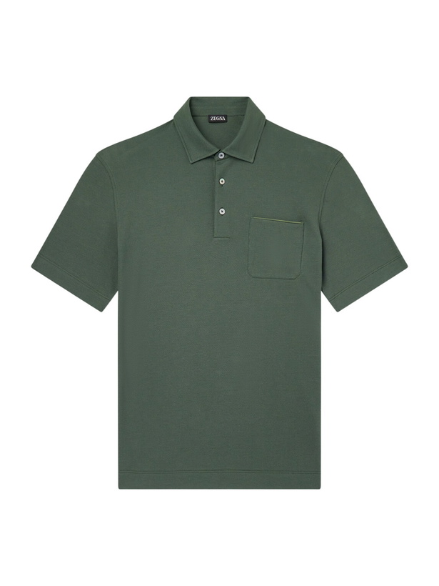 Photo: Zegna - Cotton-Jersey Polo Shirt - Green