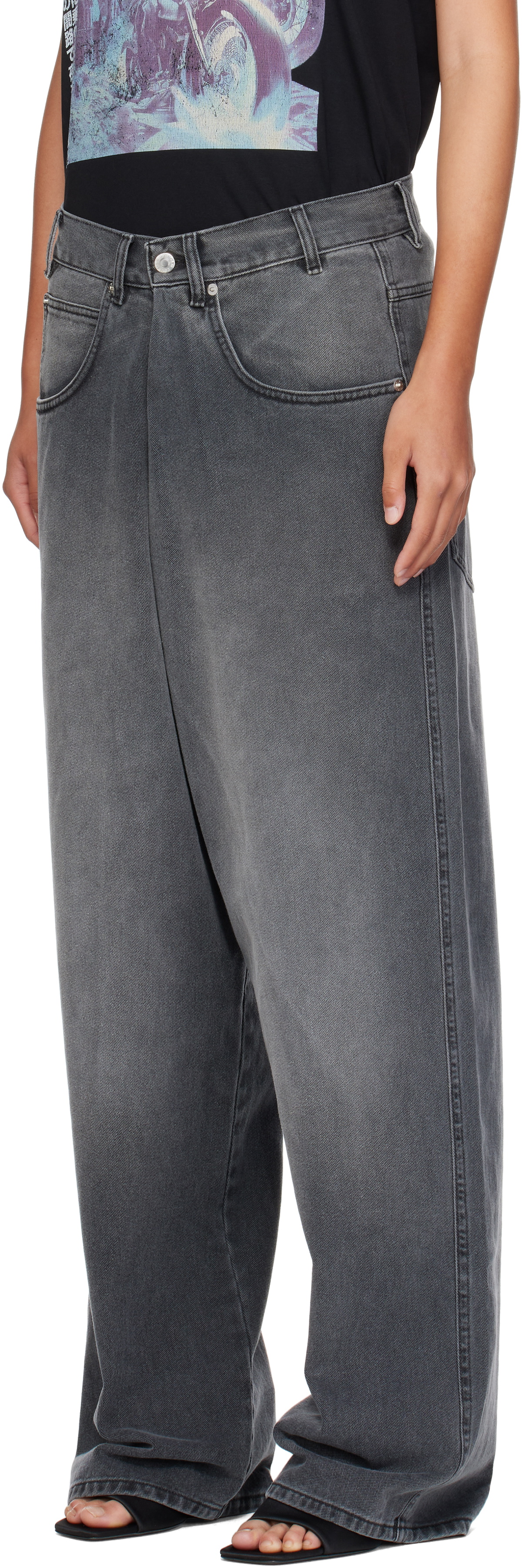LU'U DAN Gray Kriss Kross Jeans