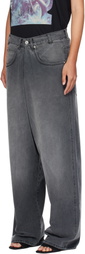 LU'U DAN Gray Kriss Kross Jeans