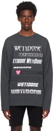 We11done Gray Printed Long Sleeve T-Shirt