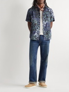 Corridor - Camp-Collar Printed Linen Shirt - Blue