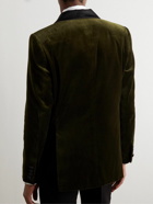 Favourbrook - Chaucer Shawl-Collar Satin-Trimmed Cotton-Velvet Tuxedo Jacket - Green