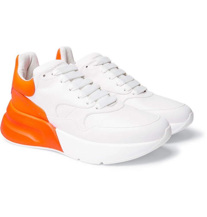 Photo: Alexander McQueen - Exaggerated-Sole Fluorescent Leather Sneakers - Men - White