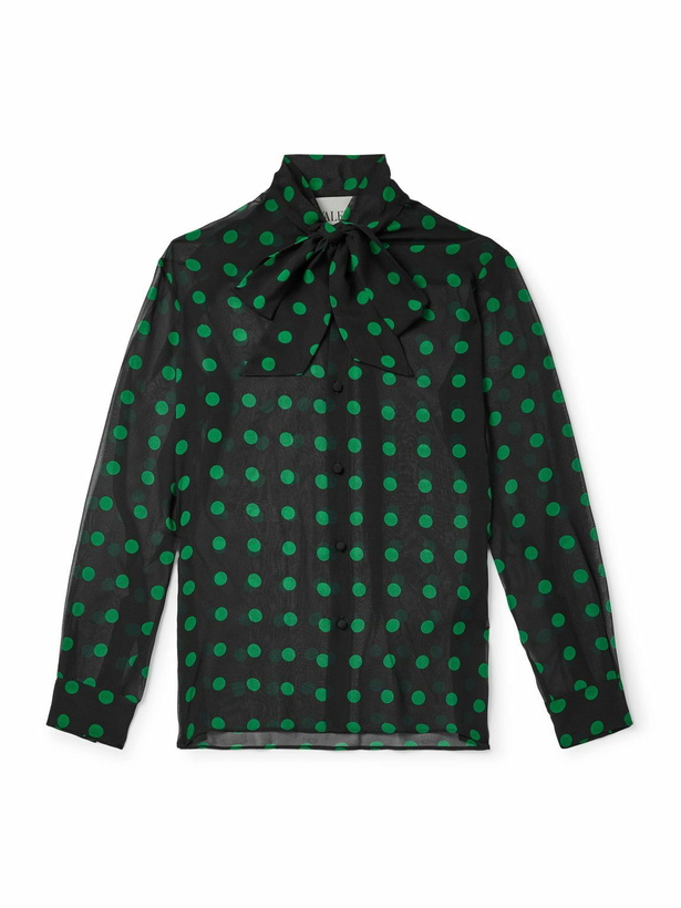 Photo: Valentino Garavani - Polka-Dot Silk-Georgette Shirt - Black
