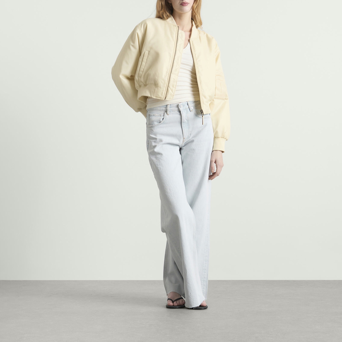 Anine Bing Women's Cropped Leon Bomber Jacket in Cream