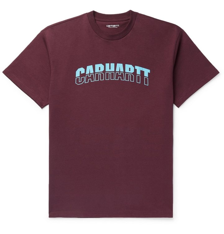 Photo: Carhartt WIP - District Logo-Print Cotton-Jersey T-Shirt - Burgundy