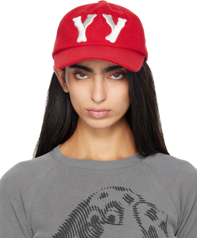 Photo: OPEN YY Red 'Yy' Wool Heart Bone Ball Cap