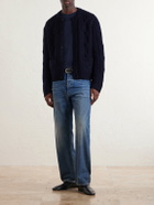 SAINT LAURENT - Cable-Knit Wool Cardigan - Blue