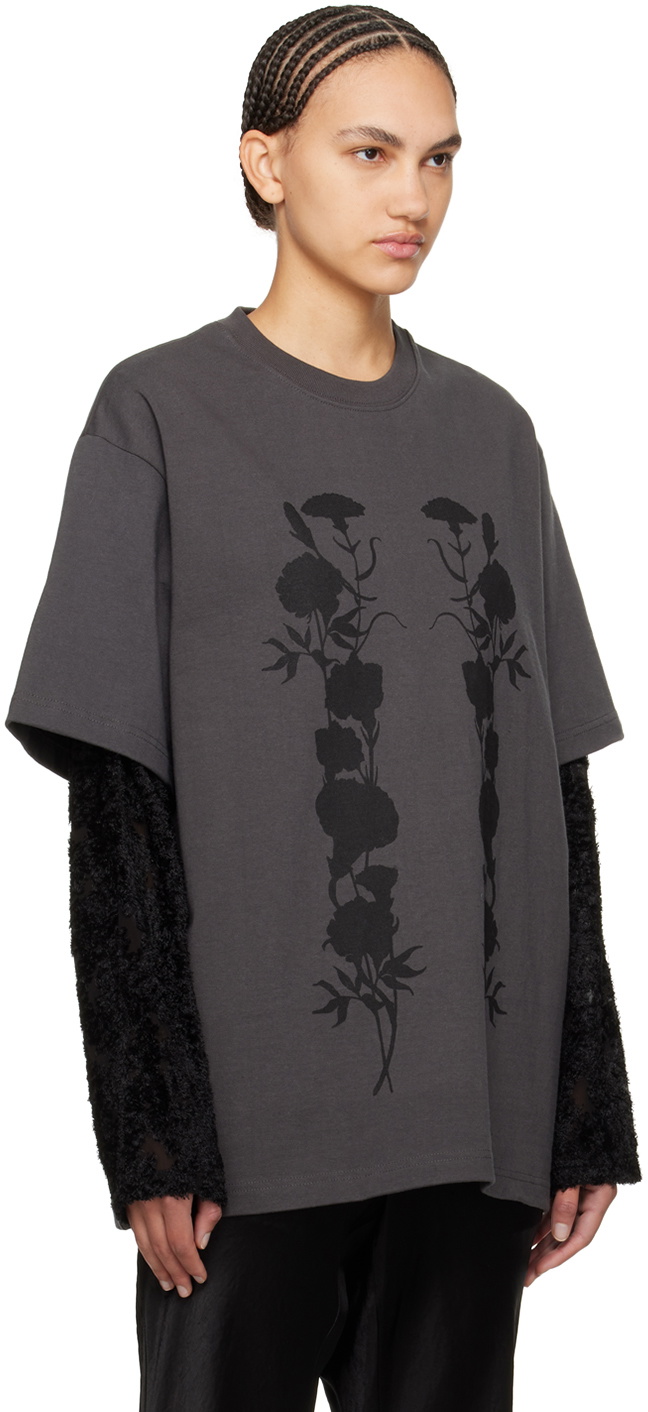 Song for the Mute Gray 'Black Foliage' Long Sleeve T-Shirt