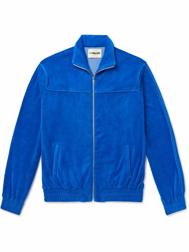 Photo: POLITE WORLDWIDE® - Hemp and Cotton-Blend Velour Track Jacket - Blue