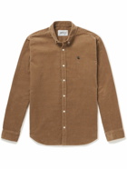 Carhartt WIP - Madison Button-Down Collar Logo-Embroidered Cotton-Corduroy Shirt - Brown