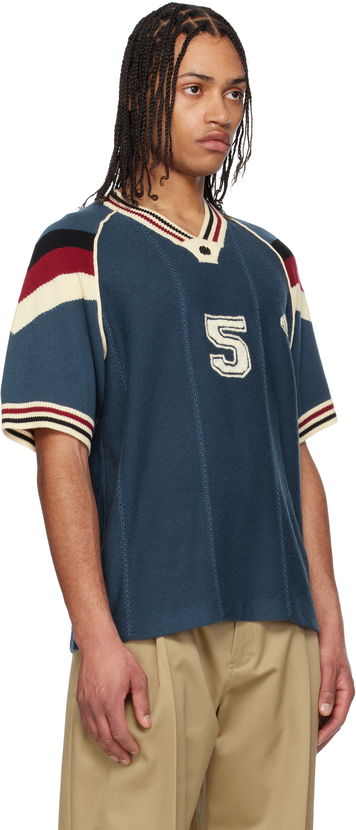 RICE NINE TEN Blue Knitting Game T-shirt