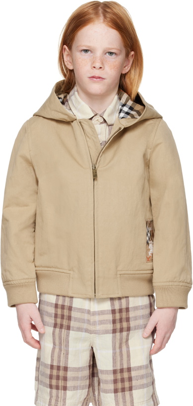 Photo: Burberry Kids Beige Check Label Jacket