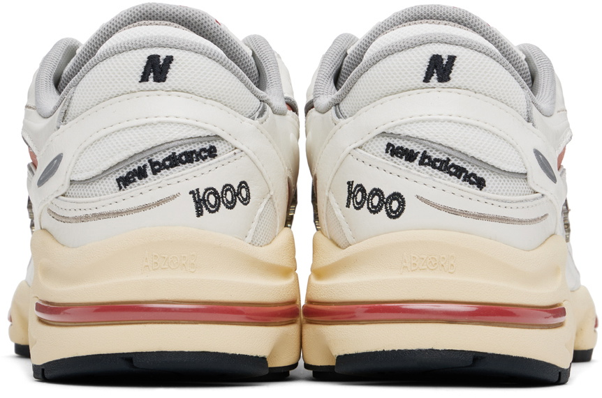 New Balance White & Red 1000 Sneakers