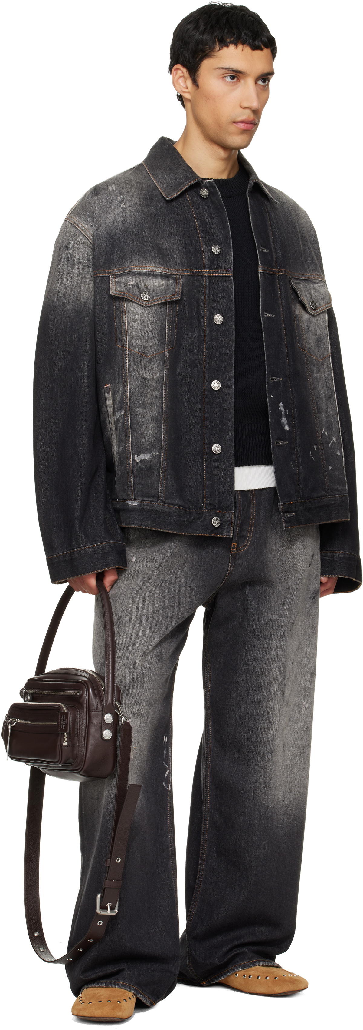 Acne Studios Black Faded Denim Jacket