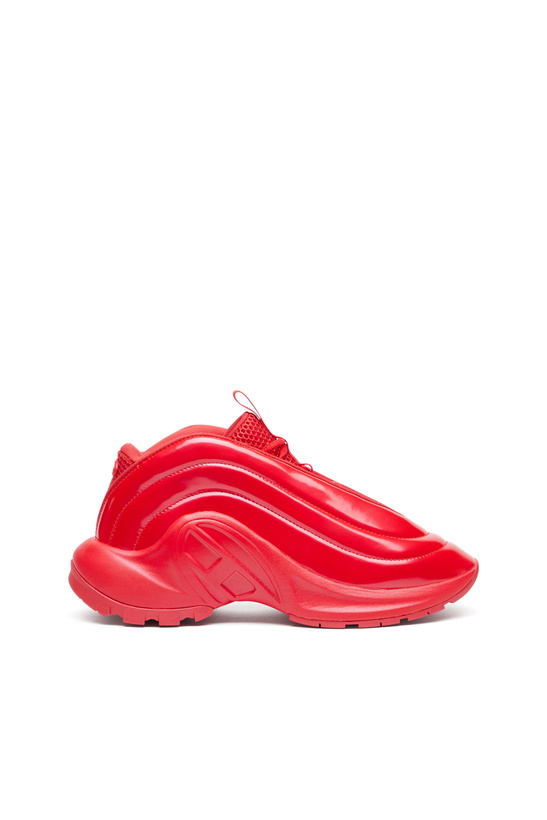 Photo: Diesel S-D-Runner-Slip-on sneakers with Oval D instep - Sneakers - Unisex - Red