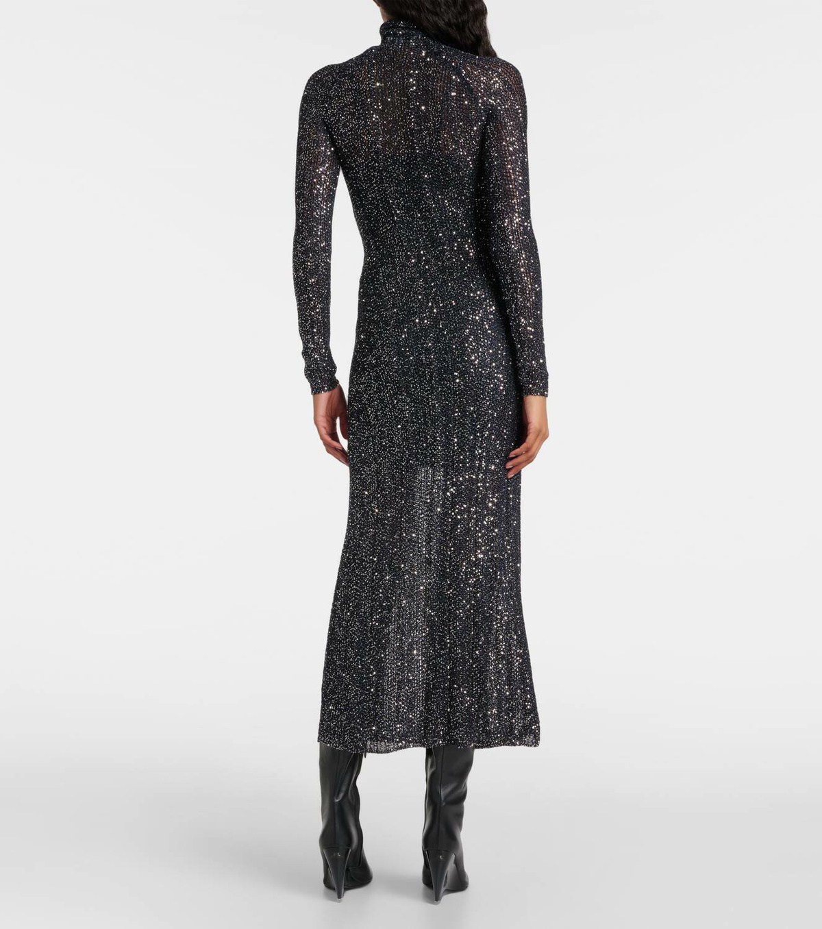 【ALAIA直営店】ROBE LONGUE EN MAILLE A SEQUINS Alaïa Sequined turtleneck maxi dress ALAÏA