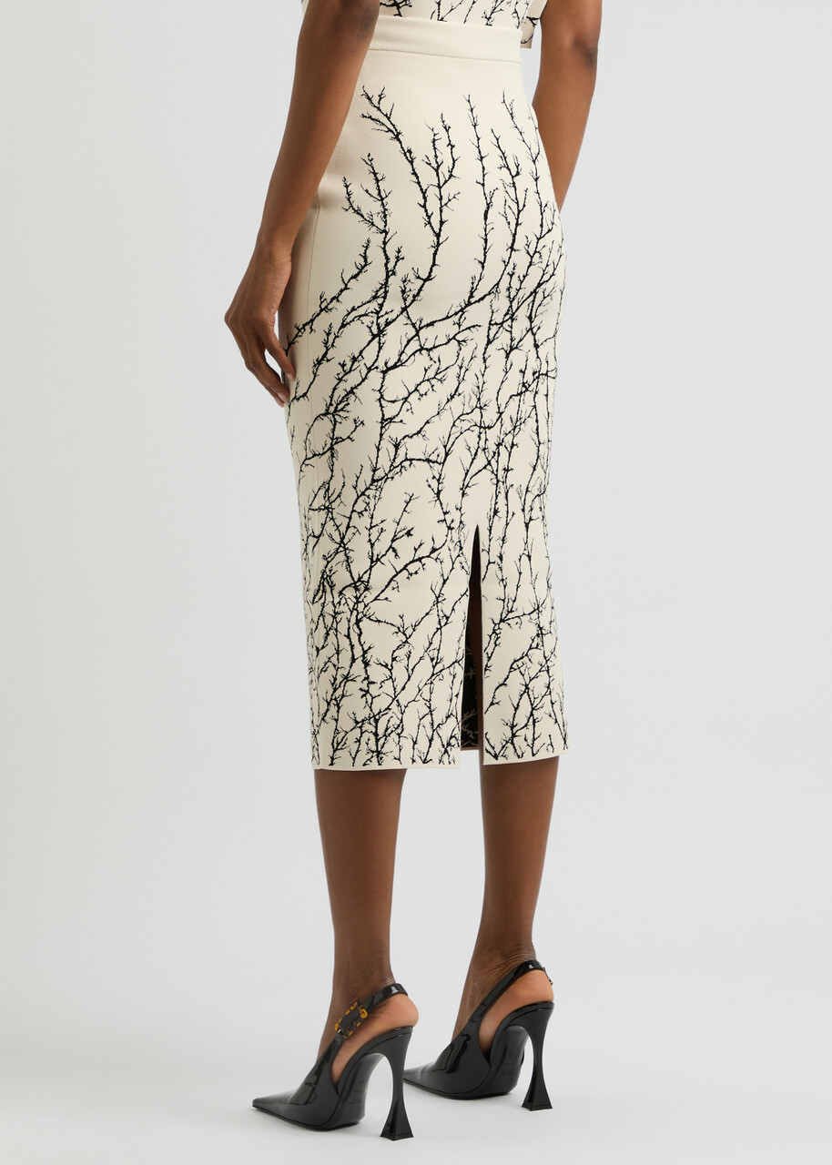 Alexander Mcqueen Thorn Branches Knitted Midi Skirt Multi