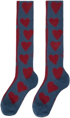 Vivienne Westwood Blue & Red Hearts Doll Socks