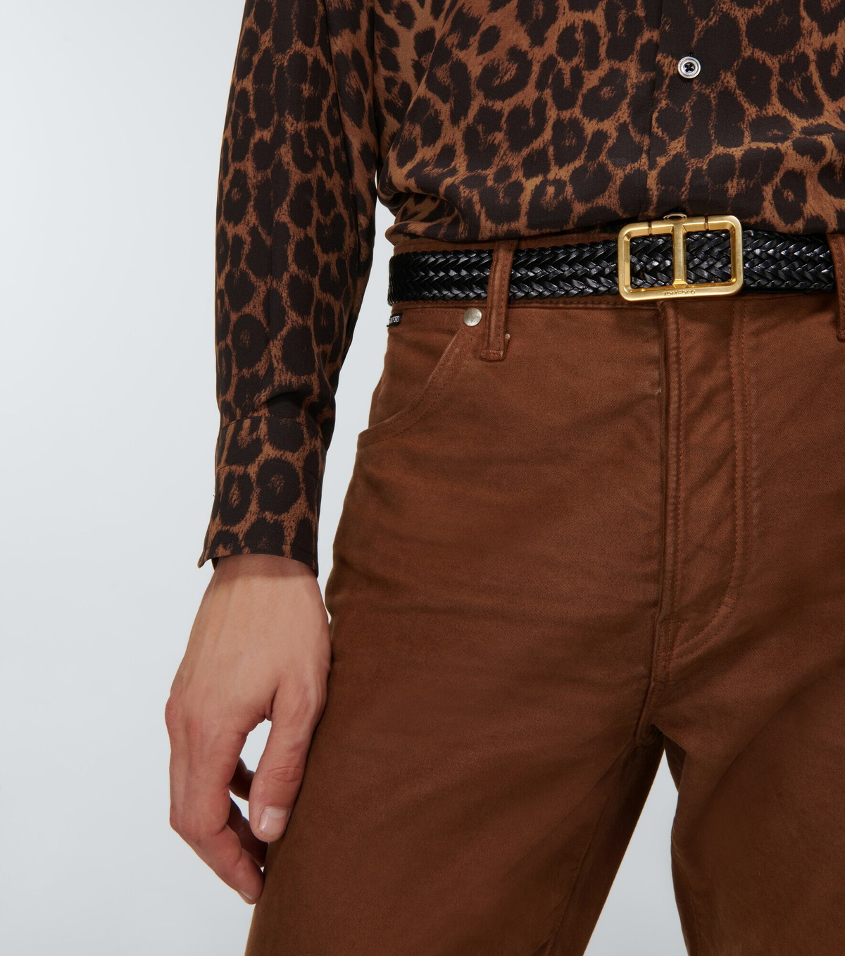 Tom Ford - T woven leather belt