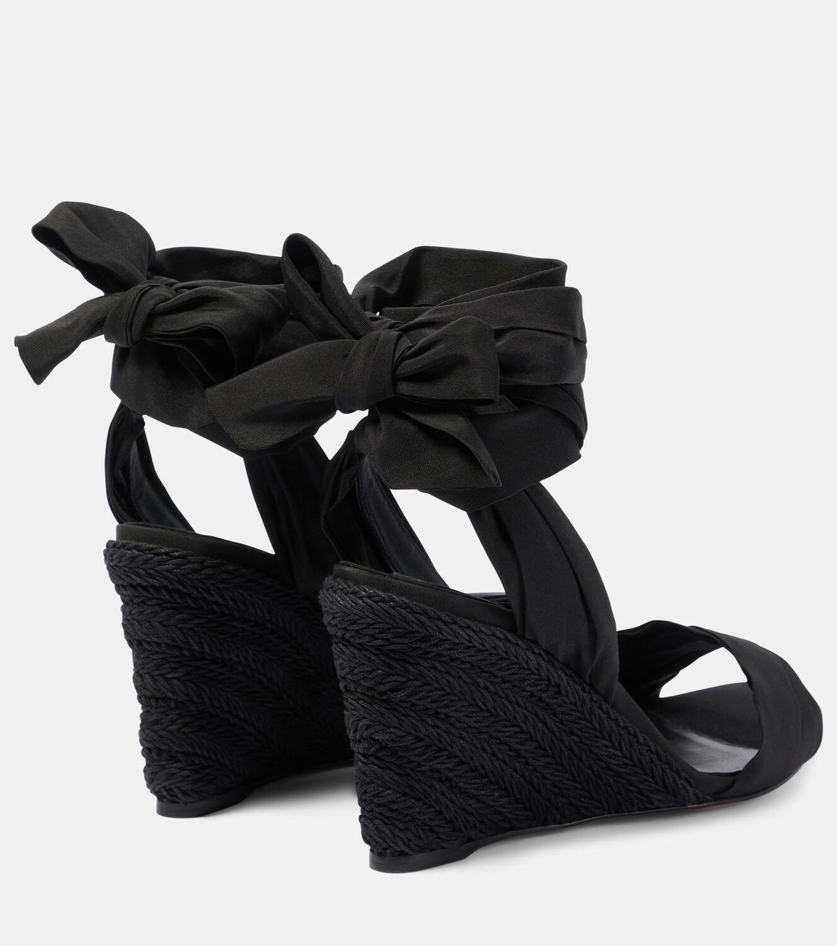 Christian Louboutin cheapest Black Grosgrain Ribbon Espadrille Wedges