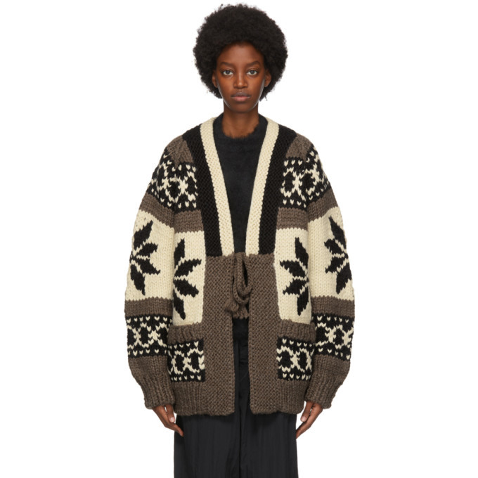 Fumito Ganryu Brown Intarsia Knit Cardigan Fumito Ganryu