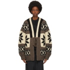 Fumito Ganryu Brown Intarsia Knit Cardigan