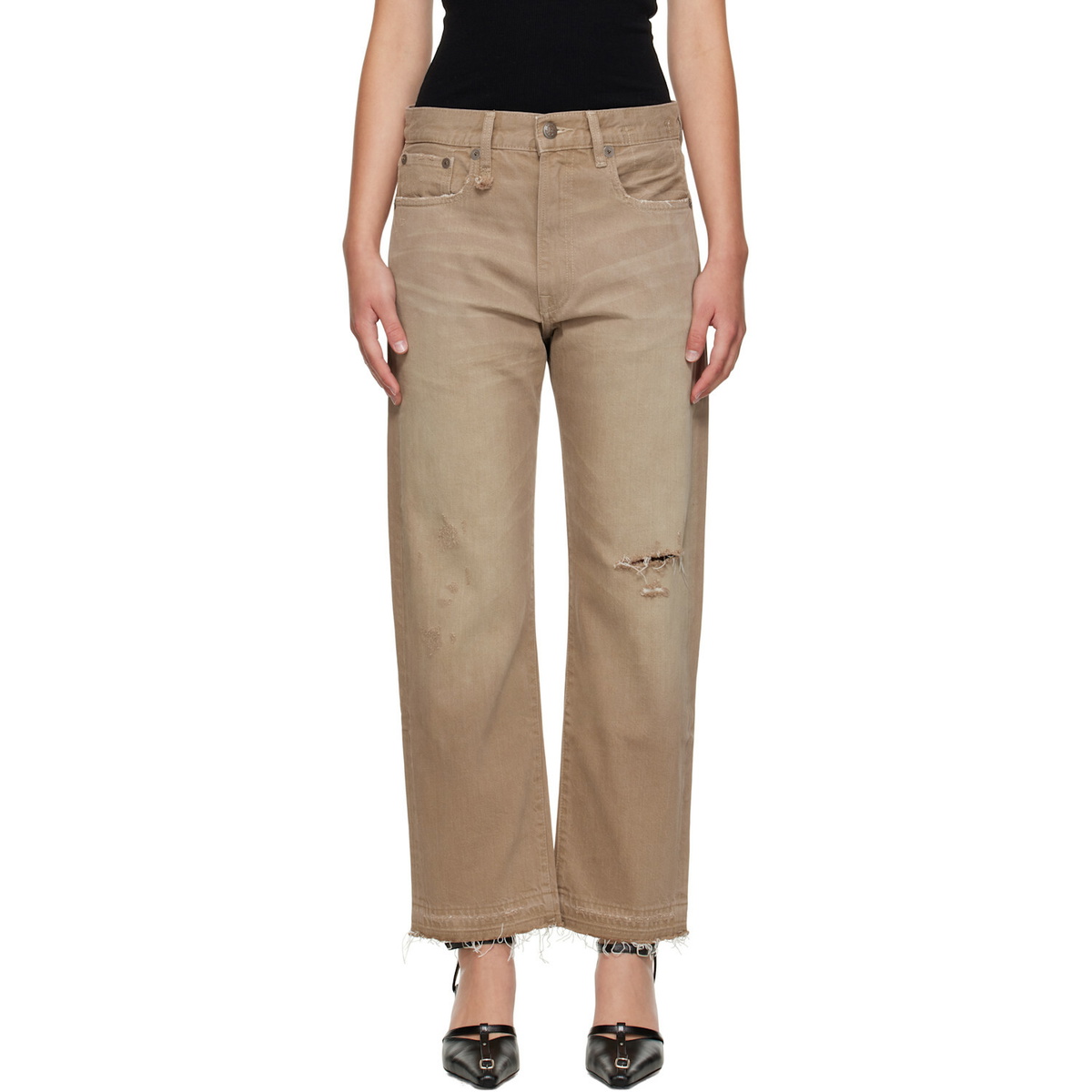 R13 Tan Boyfriend Jeans