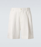 Brioni Pleated linen and cotton shorts