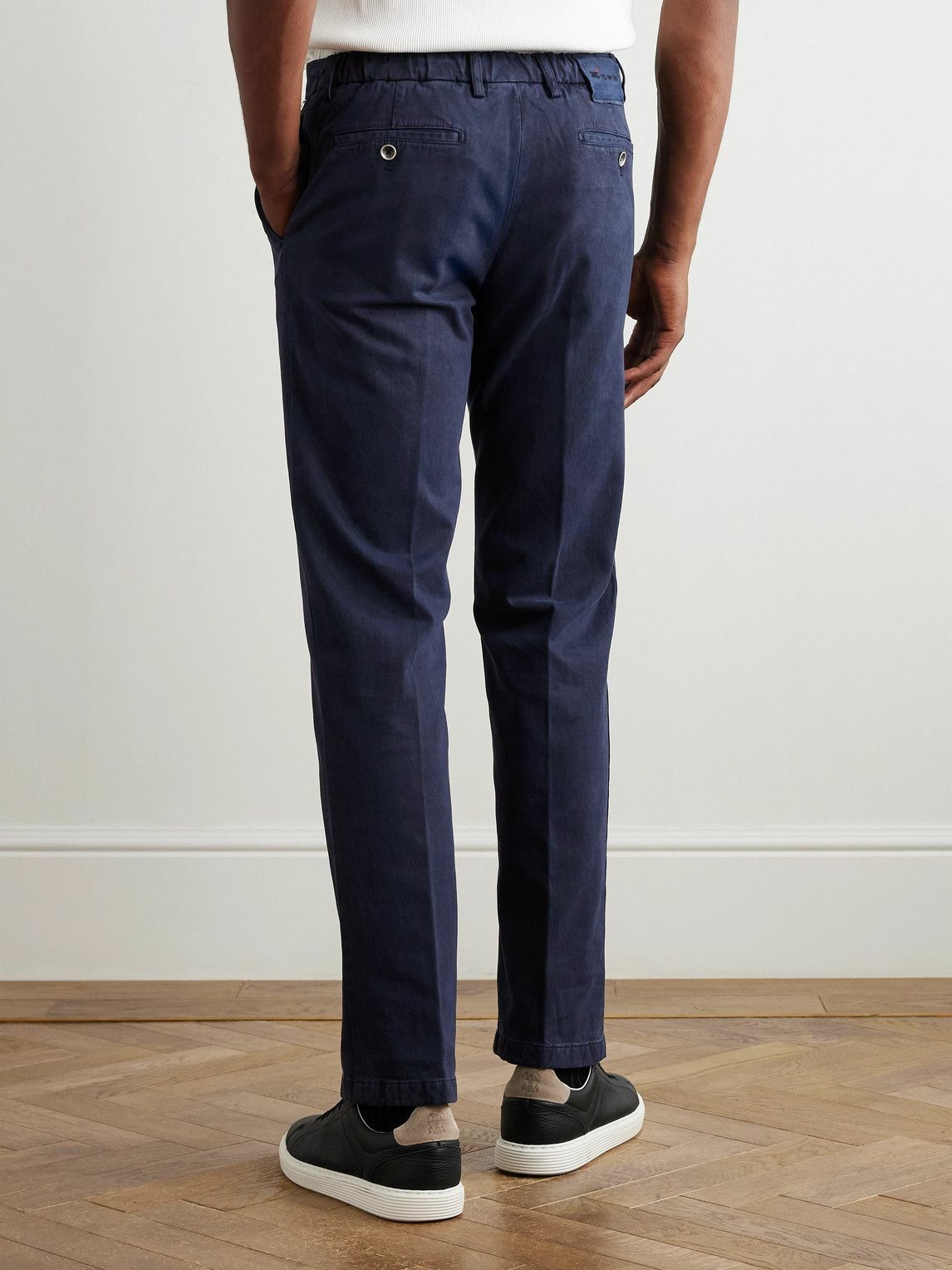 Kiton - Straight-Leg Lyocell-Blend Twill Trousers - Blue