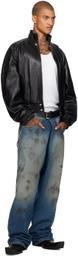 LU'U DAN Black Blouson Leather Jacket