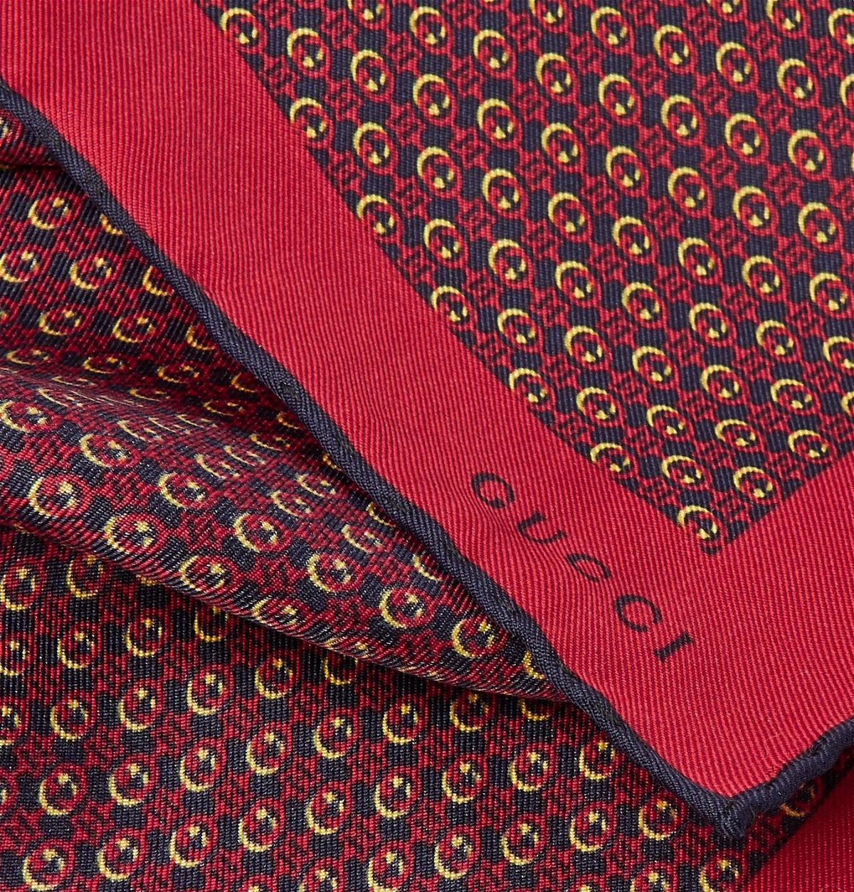 GUCCI - Monogram-Print Silk-Twill Pocket Square - Red Gucci