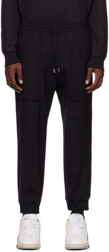 Photo: Solid Homme Black Drawstring Cargo Pants