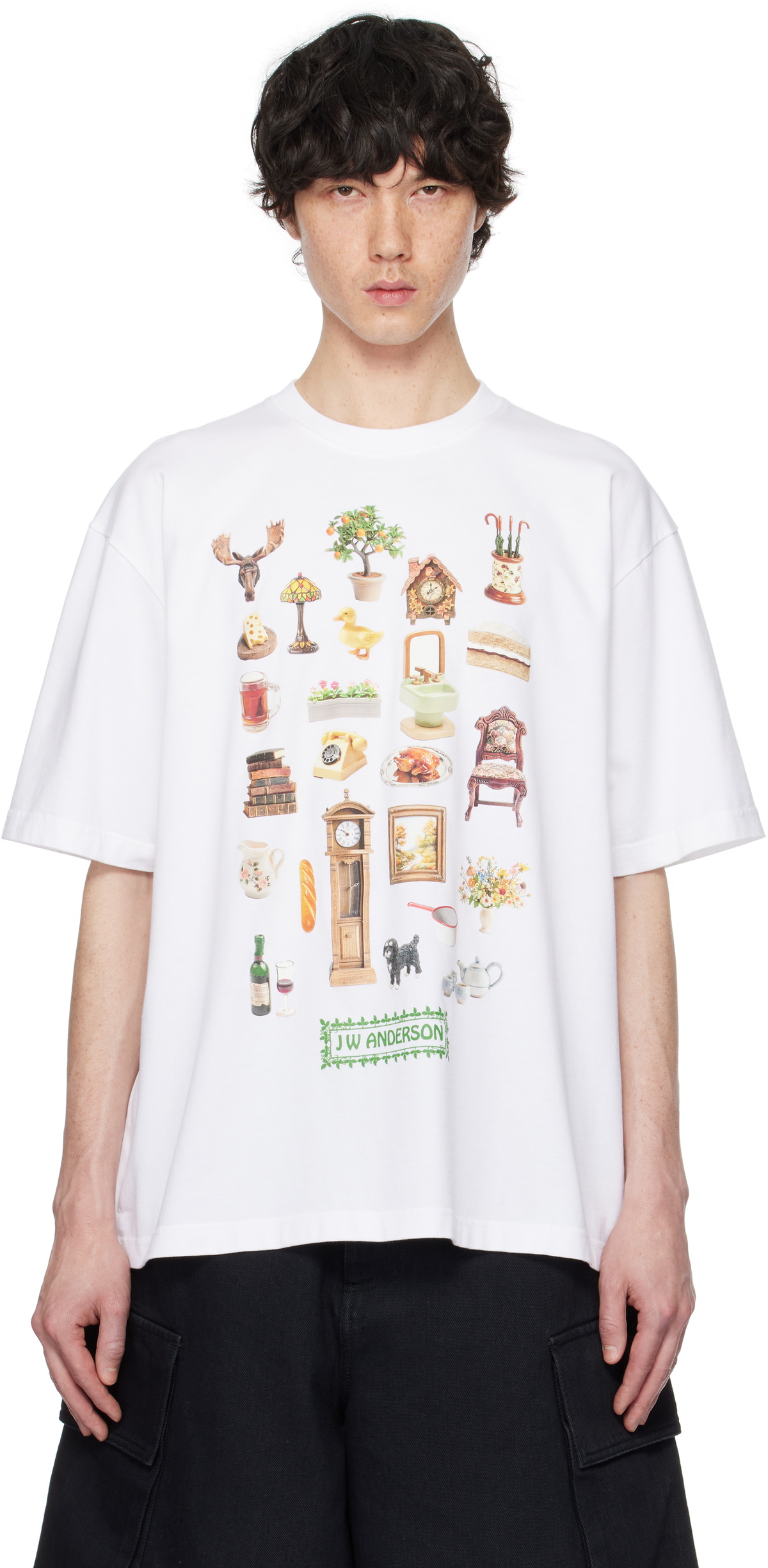 J.W anderson ♡ デザインTシャツ JW Anderson White Diorama Printed T-shirt JW Anderson