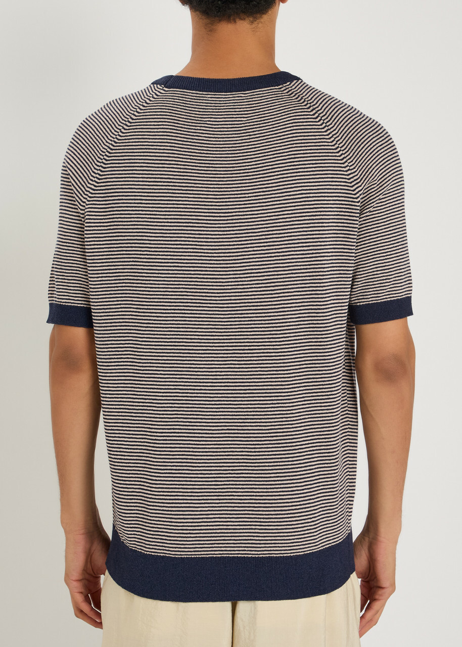 Raith Rafael Striped Knit T-shirt Navy