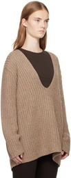 LESET Beige Emma Deep V Sweater